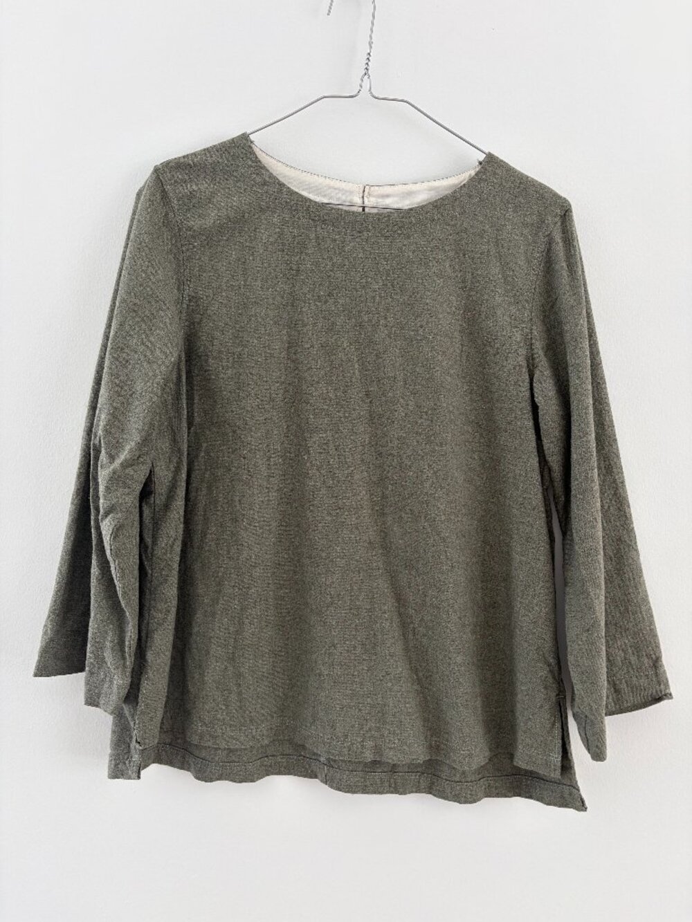 Muji Cotton/Yak Wool Blend Long Sleeve Blouse in Green M